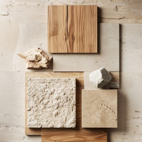 Interior design material samples and textures